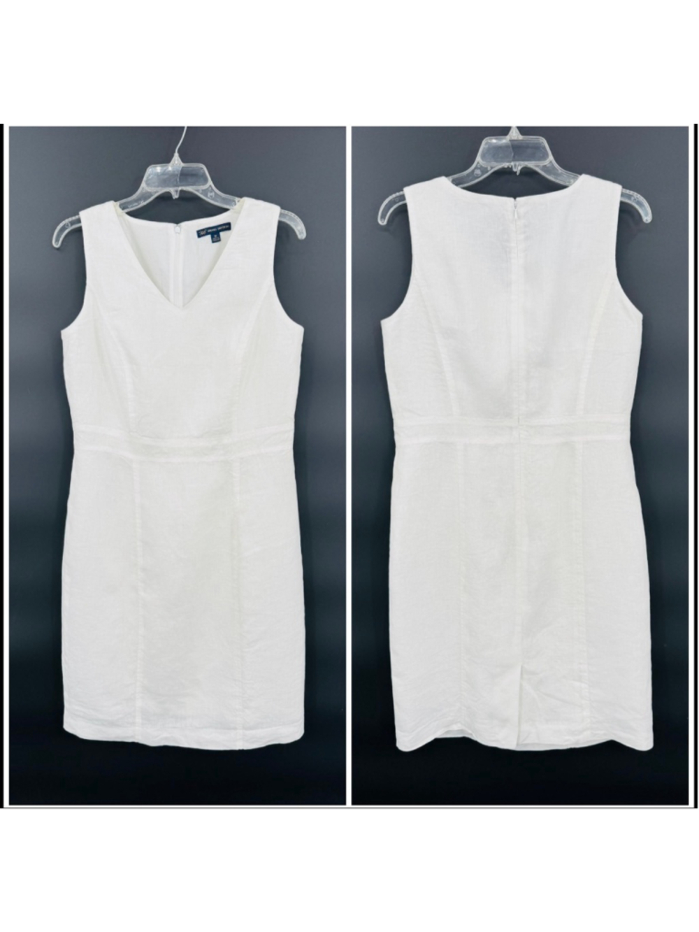 Brooks Brothers White Linen V Neck Sheath Dress Size 10 - Picture 2 of 10